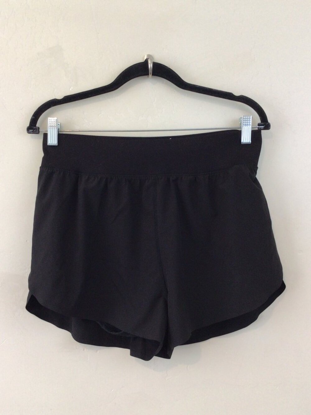 Amazon Brand Black Elastic Waist Lined Running Athletic Shorts